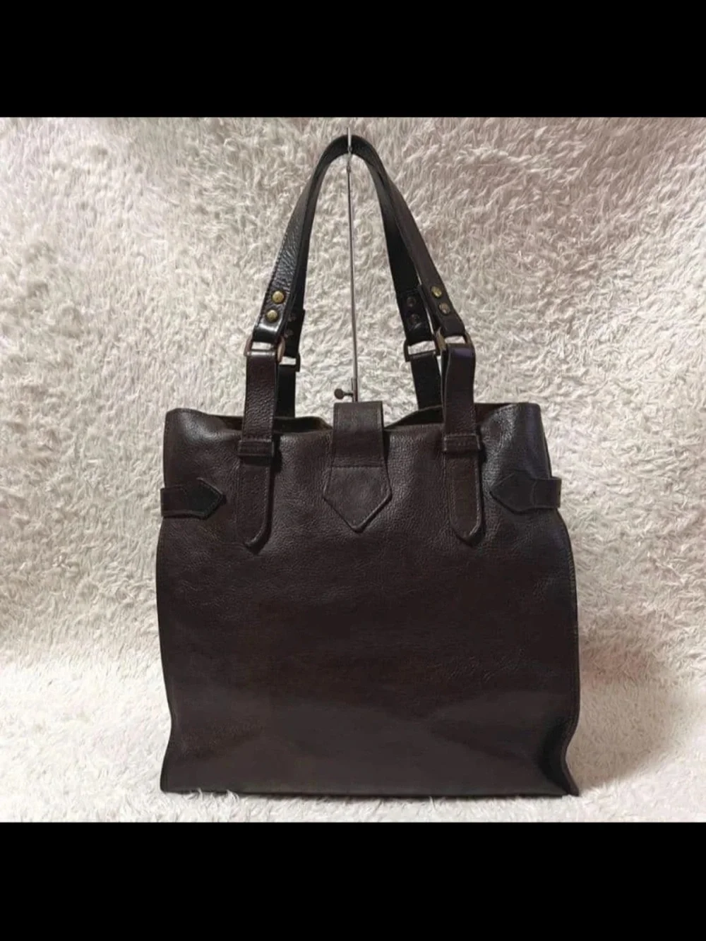 Mulberry Dark Brown Leather Shoulder Tote with Buckle Strap